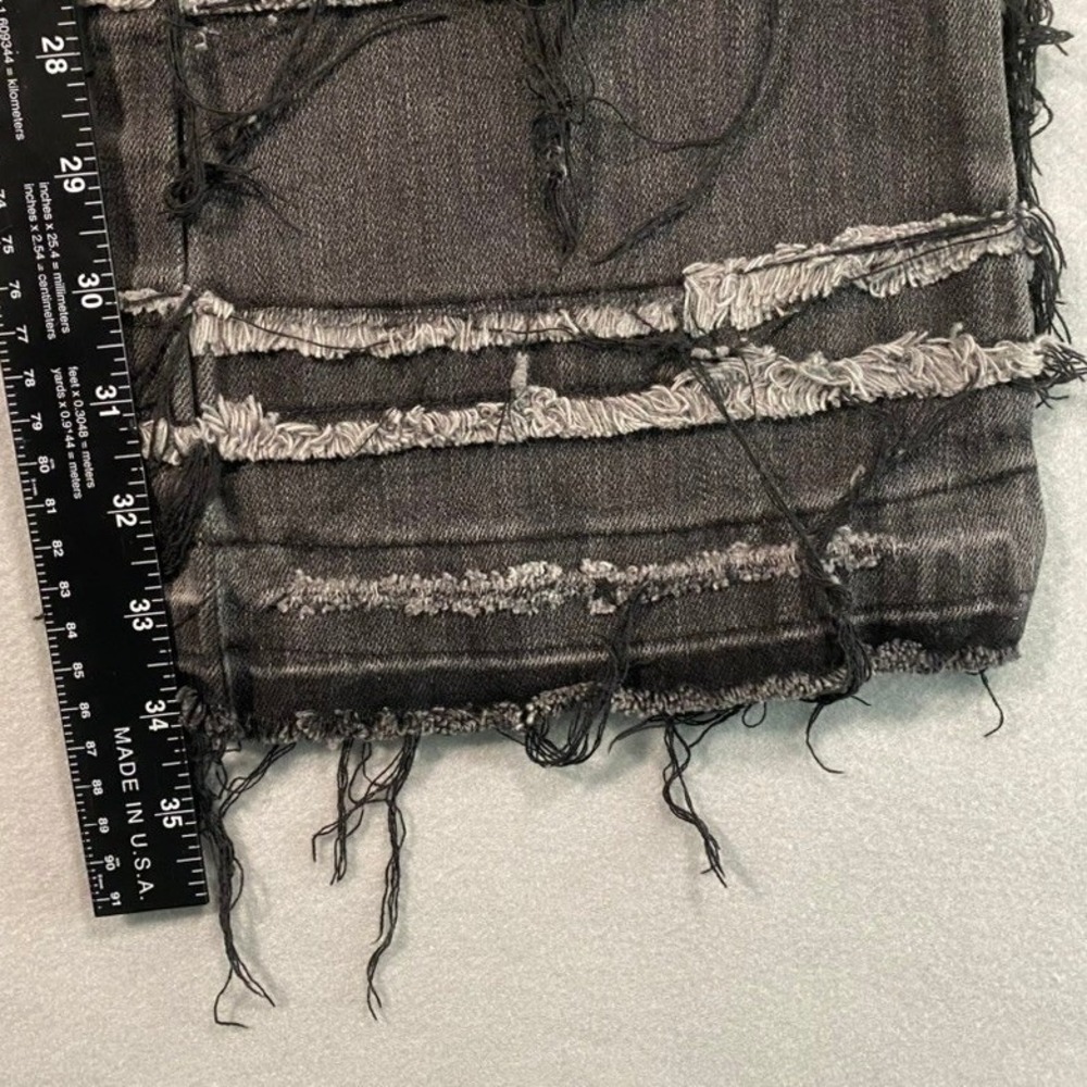 Valabasas Men Black Distressed Stacked Jeans 34 Frayed Striped Streetwear Grunge - Picture 7 of 15